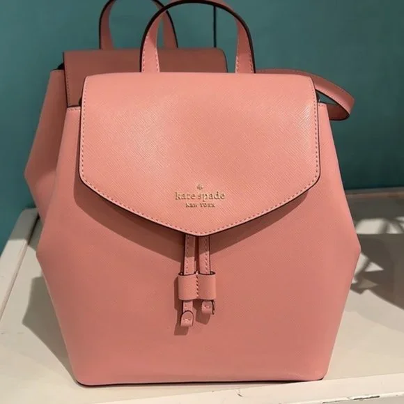 Kate Spade Lizzie Medium Flap Backpack Bright Carnation - Picture 16 of 16